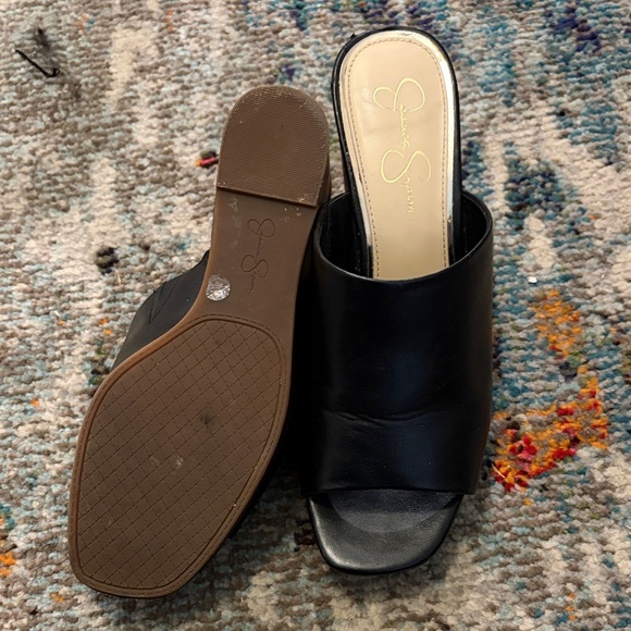 Jessica Simpson Shantell Slide Peep-toe Wedge Heels sz11 - Picture 2 of 8